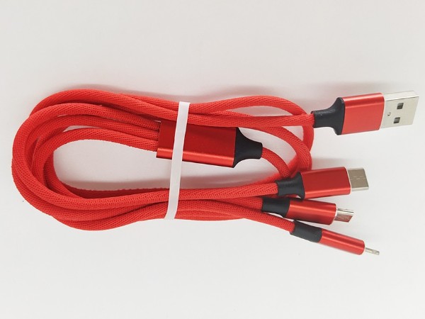 可同時充三種設備的一拖三充電線，帶Micro/Type-C/Lightning接口