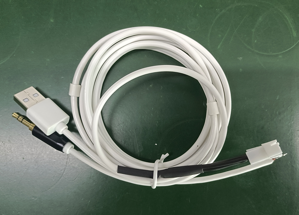 USB/三級音頻頭二合一雙拼線，音樂枕線材生產